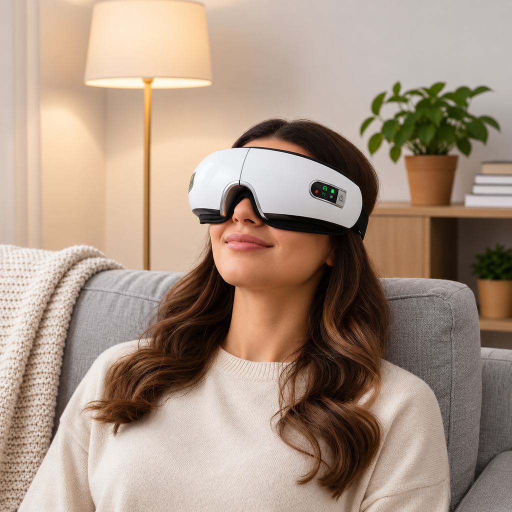 Masajeador Ocular Inteligente con Compresión Térmica y Bluetooth