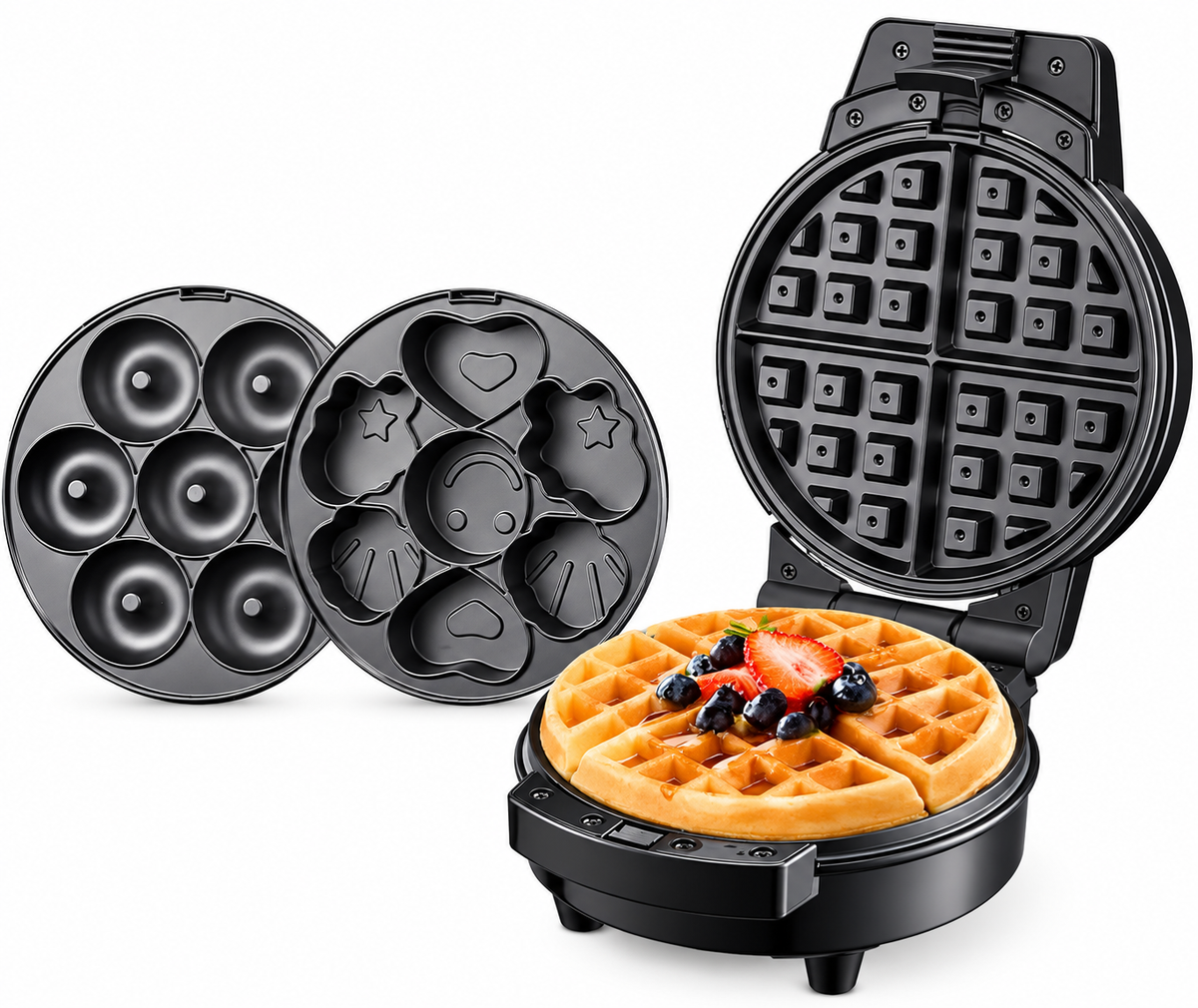 Máquina Multifuncional 3 en 1 Sokany para Gofres, Rosquillas y Panecillos (600W)