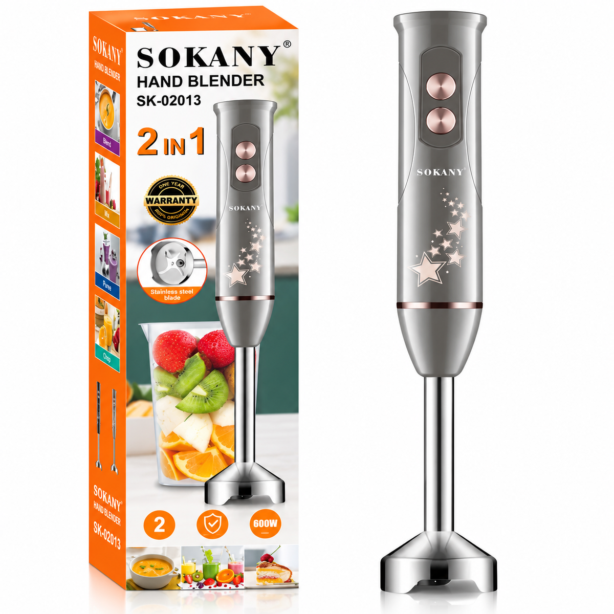 Licuadora de Mano Sokany SK-02013 (500W - 2 en 1)