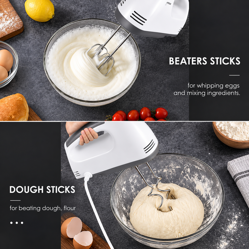 🧁 Batidora Manual Sokany SK-133 con Gancho y 7 Velocidades