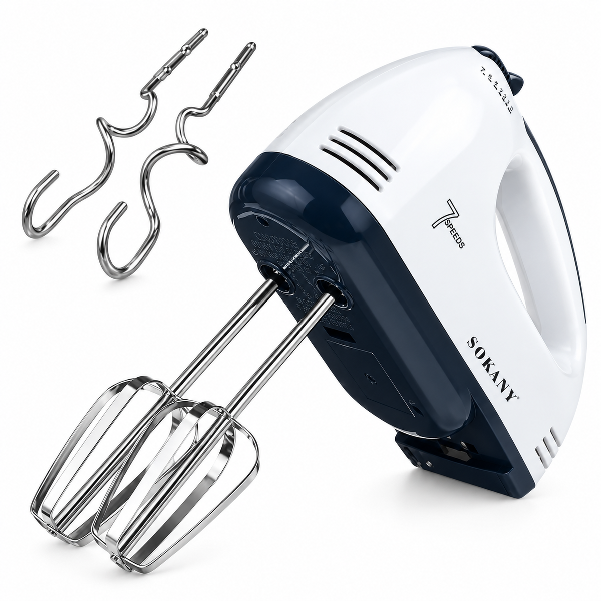 🧁 Batidora Manual Sokany SK-133 con Gancho y 7 Velocidades