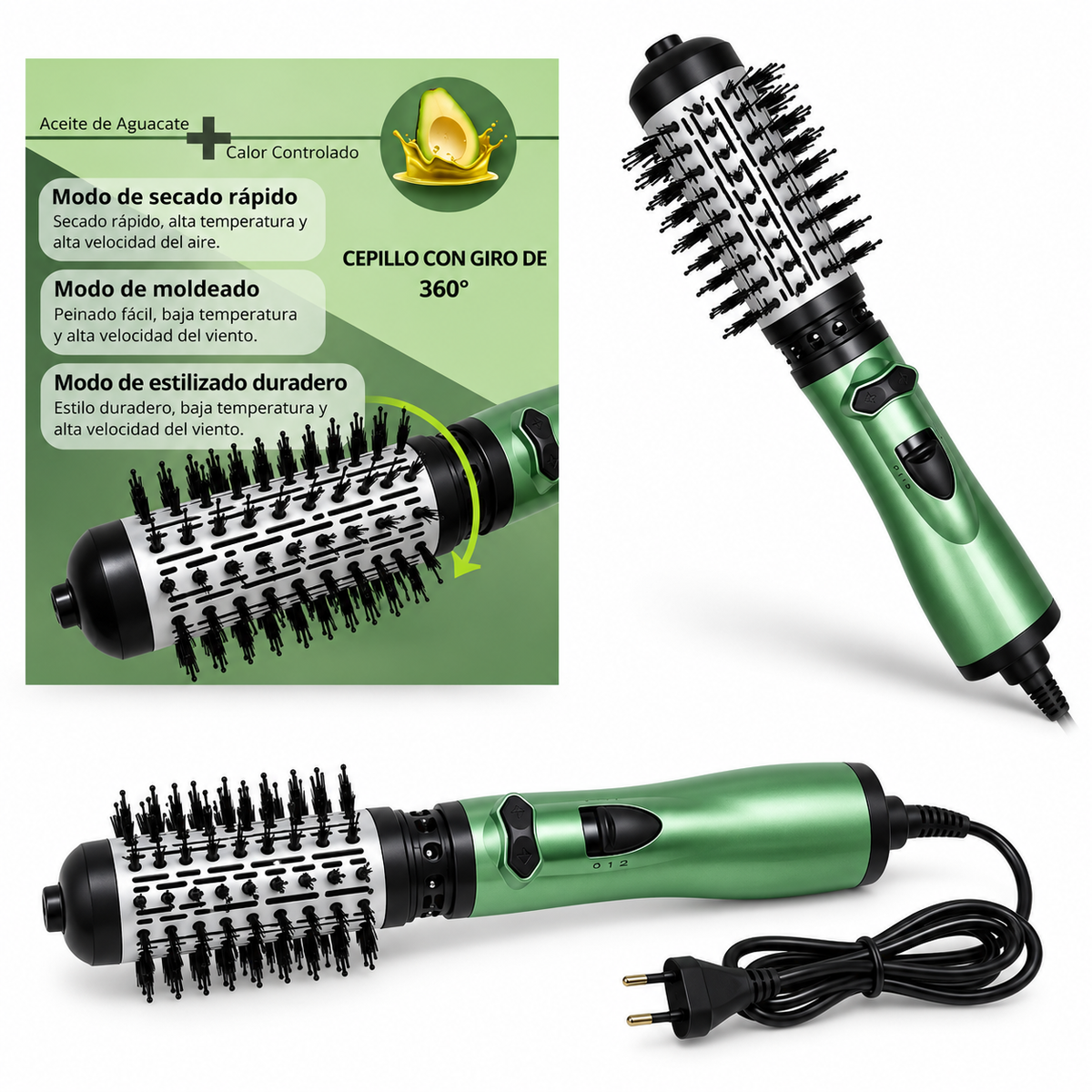 Cepillo Secador y Modelador Gama Avocado Power 3D – Brillo, Volumen y Cuidado Capilar