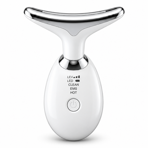 Masajeador Facial y de Cuello 3 en 1 con Luz LED e Iones – Efecto Lifting Profesional
