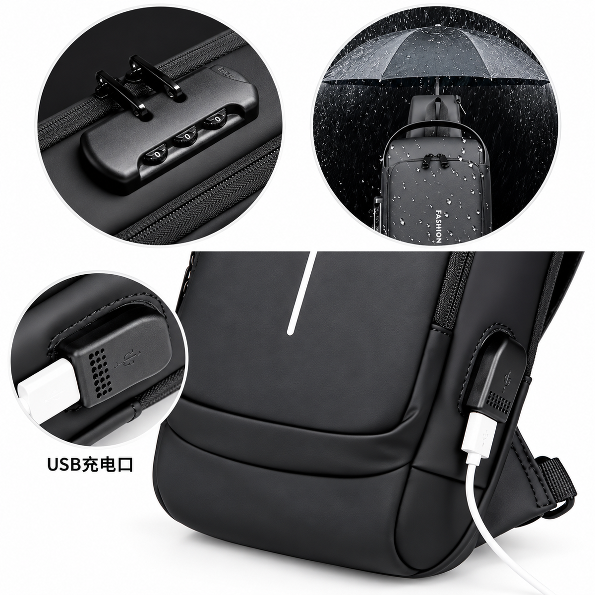 Morral Antirrobo Cruzado con Puerto USB – Seguridad y Estilo en Movimiento 🎒🔒