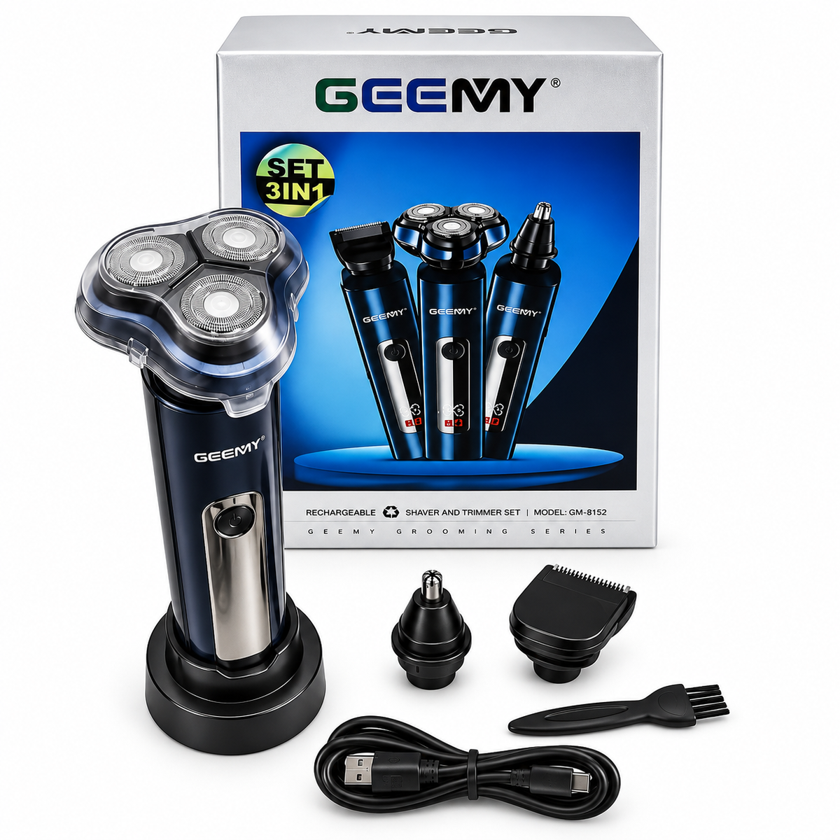 Afeitadora Eléctrica Multifuncional 3 en 1 Geemy GM-8105