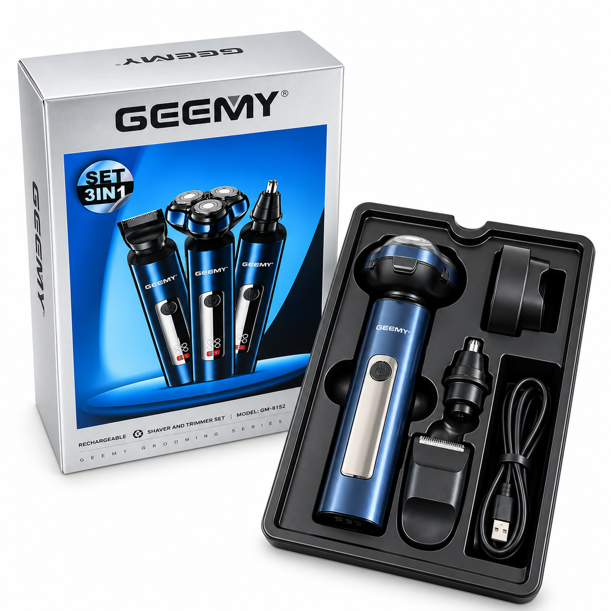 Afeitadora Eléctrica Multifuncional 3 en 1 Geemy GM-8105