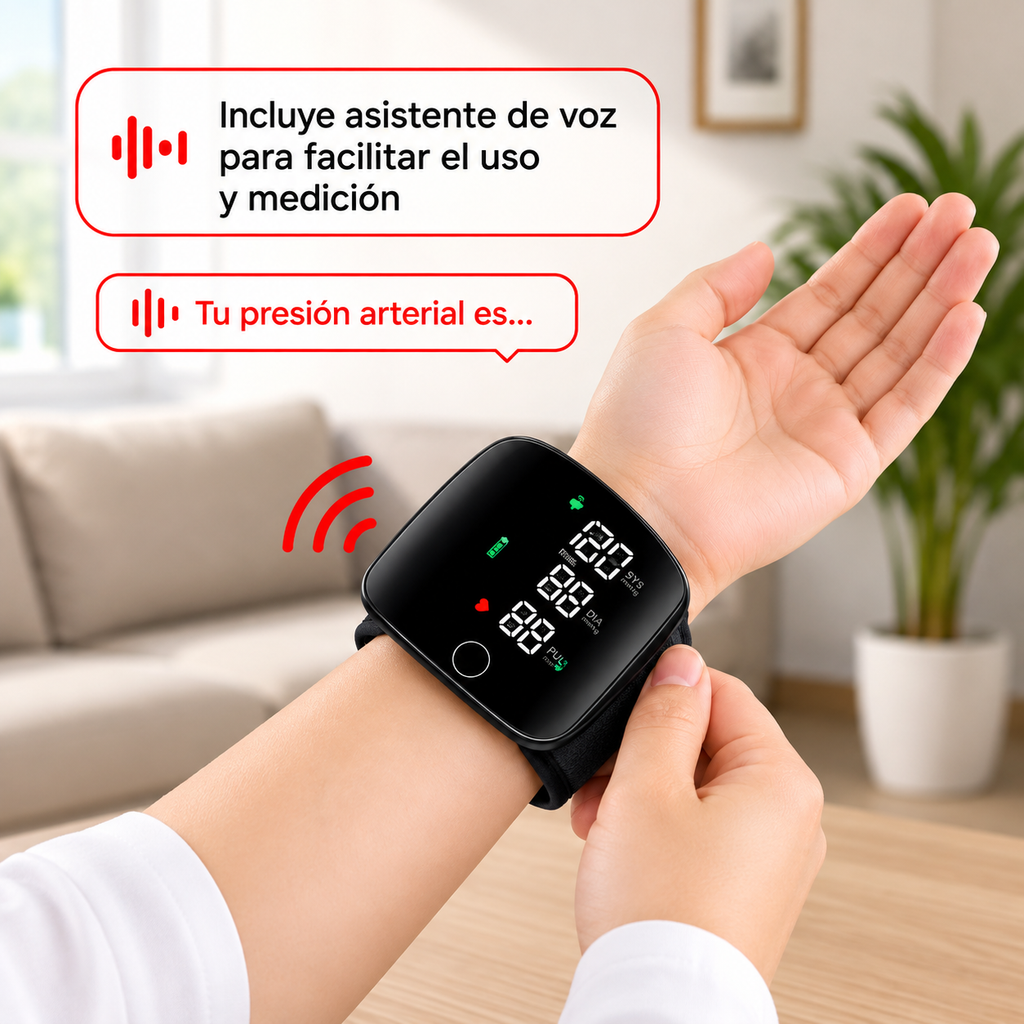 Monitor Digital de Presión Arterial Automático Recargable de Muñeca